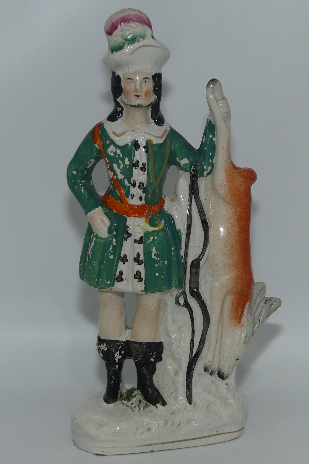 Antique Staffordshire Flat back figure Hunter and Prey c.1860