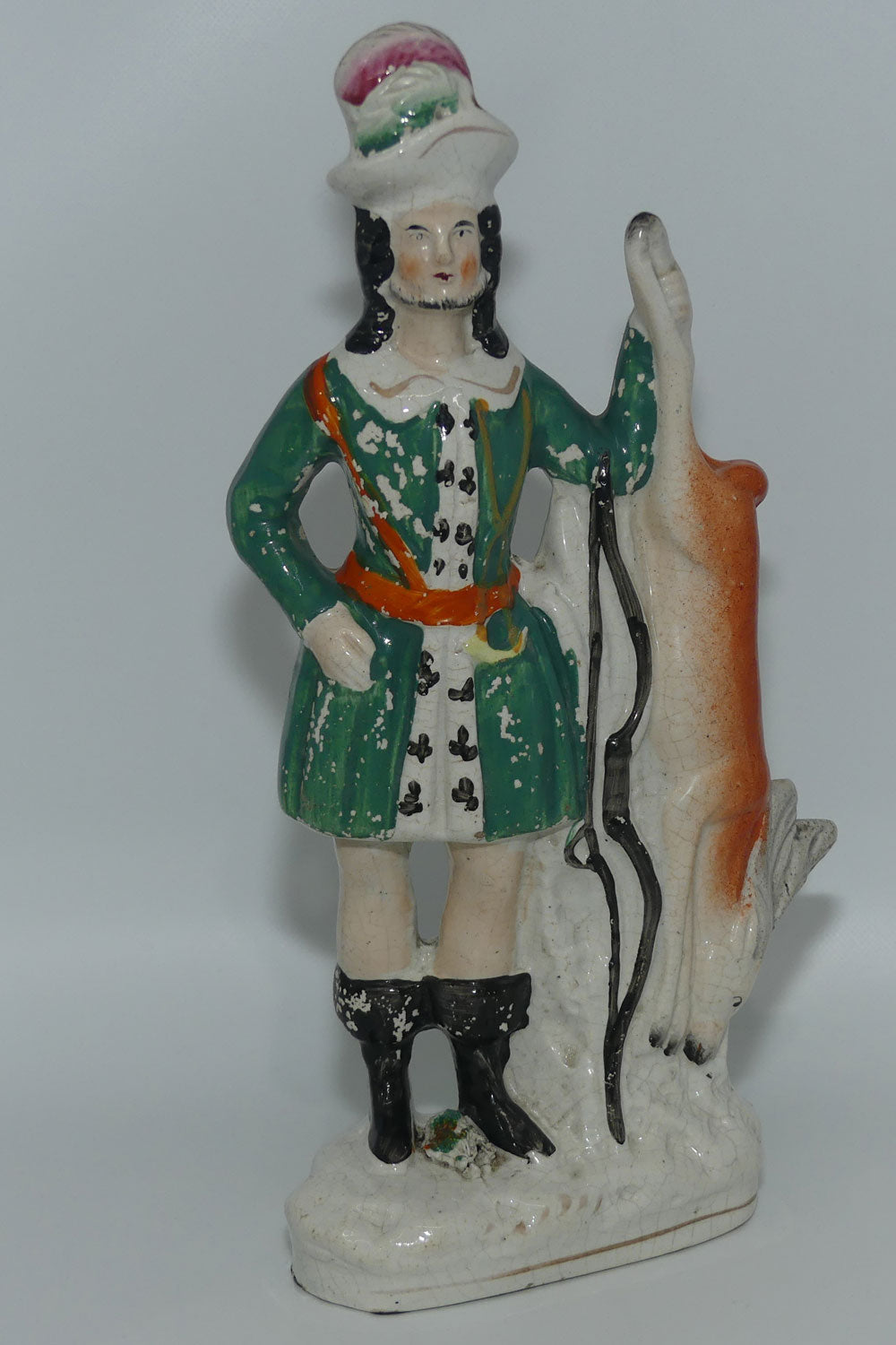 Antique Staffordshire Flat back figure Hunter and Prey c.1860