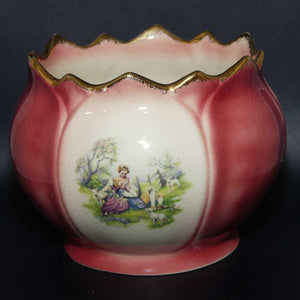 Alpha Omega Staffordshire England Courting Scene fern pot | jardiniere