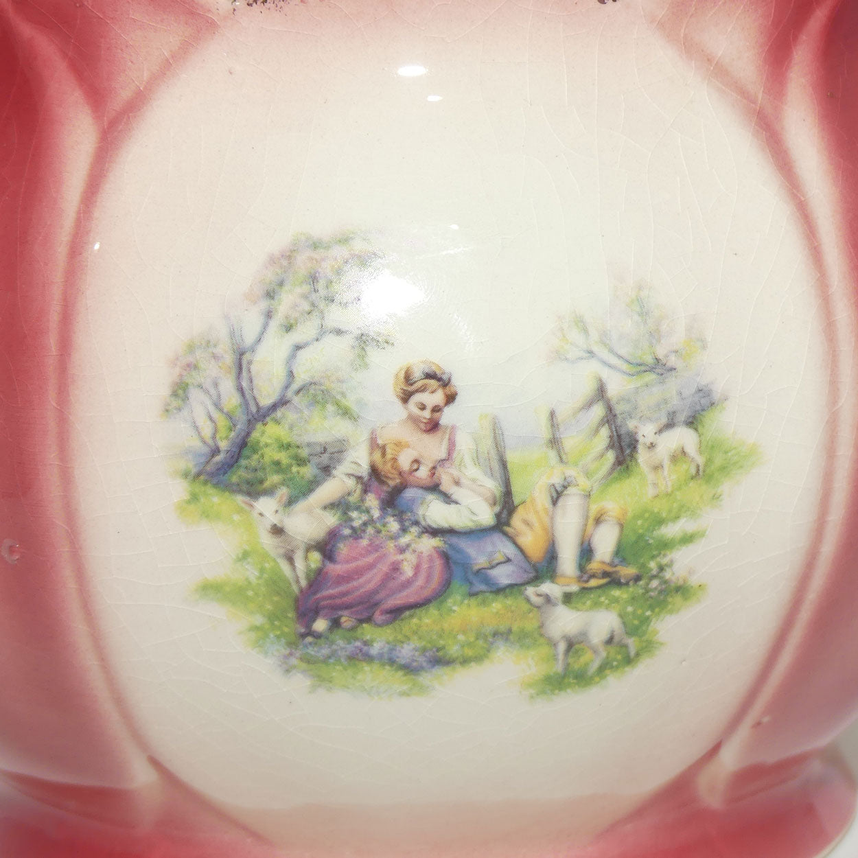 Alpha Omega Staffordshire England Courting Scene fern pot | jardiniere