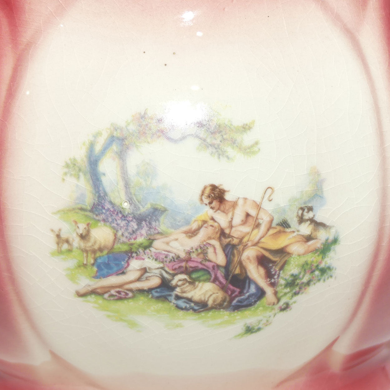 Alpha Omega Staffordshire England Courting Scene fern pot | jardiniere