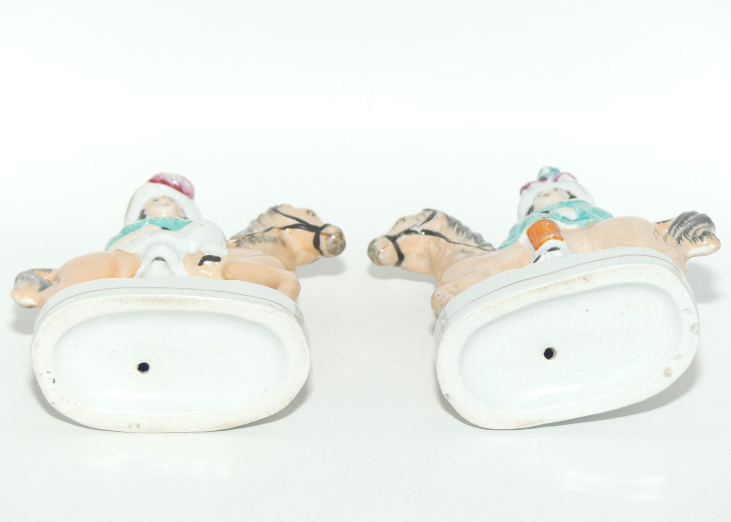 Antique Staffordshire Pottery Pair of Flatback Figures | Man and Lady on Horses
