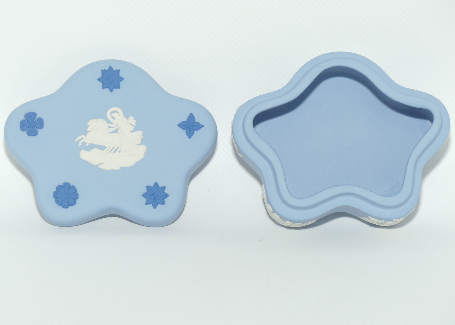 Wedgwood Jasper | Dark Blue and White on Pale Blue 5 point shape trinket box