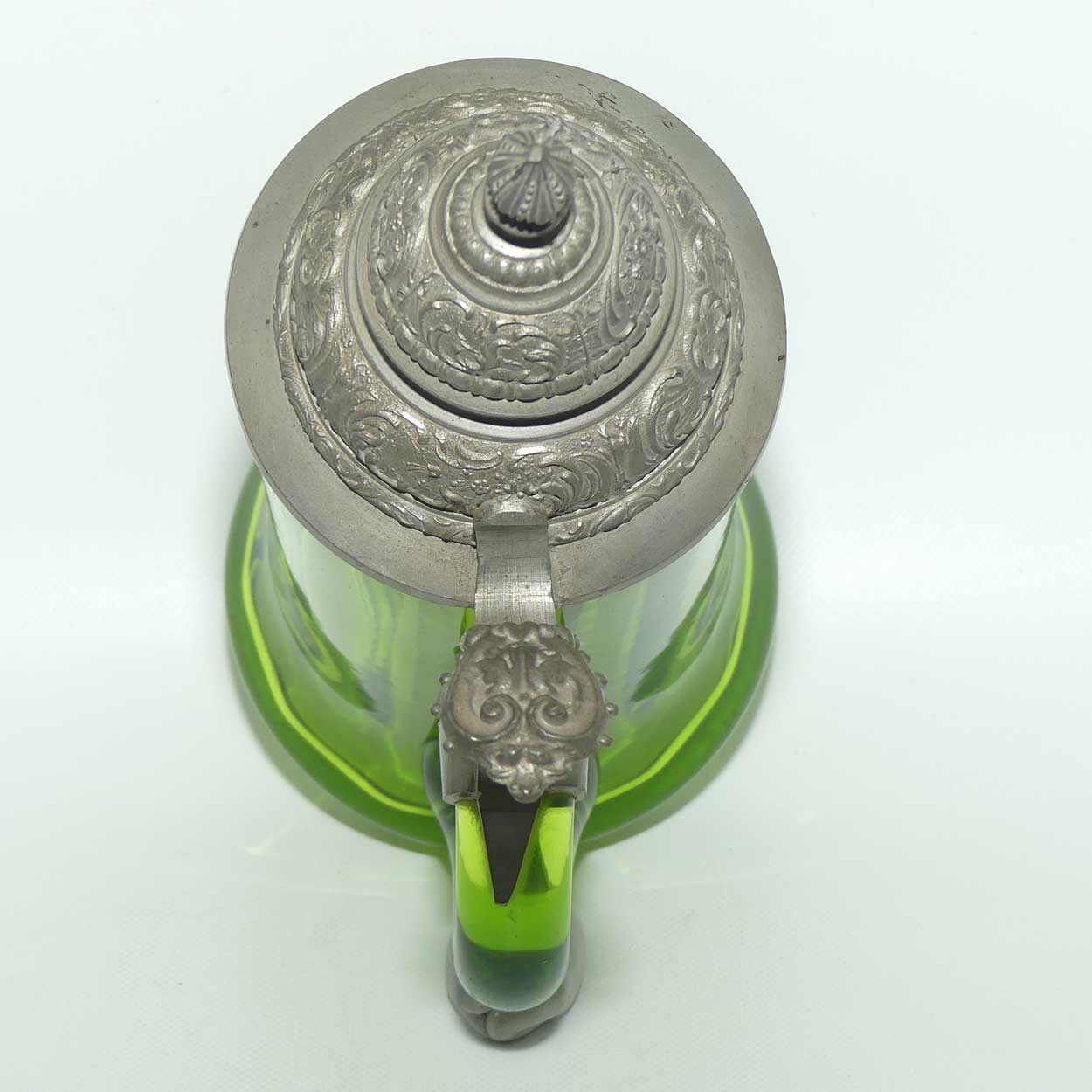 Green Mary Gregory glass Stein Behut Dich Gott