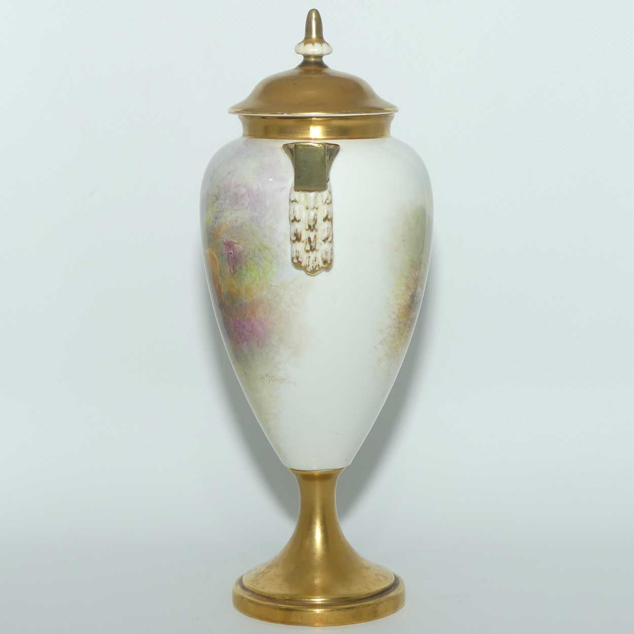 Royal Worcester hand painted Highland Cattle lidded vase with gilt | H Stinton | Shape 2713/2