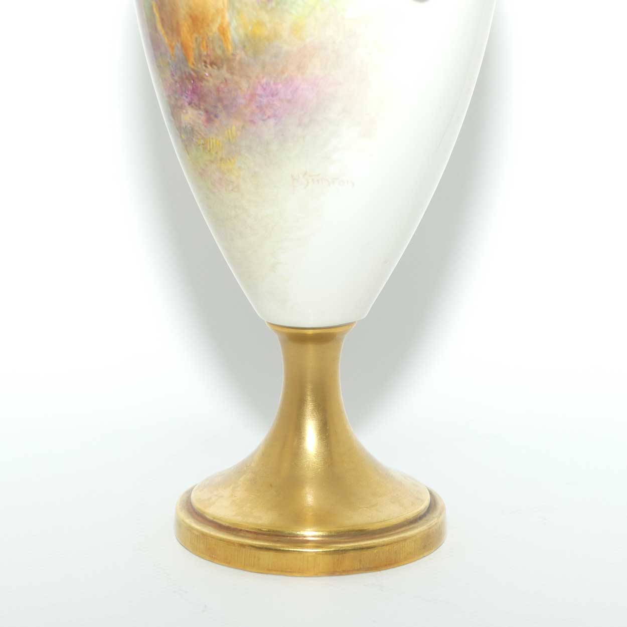 Royal Worcester hand painted Highland Cattle lidded vase with gilt | H Stinton | Shape 2713/2