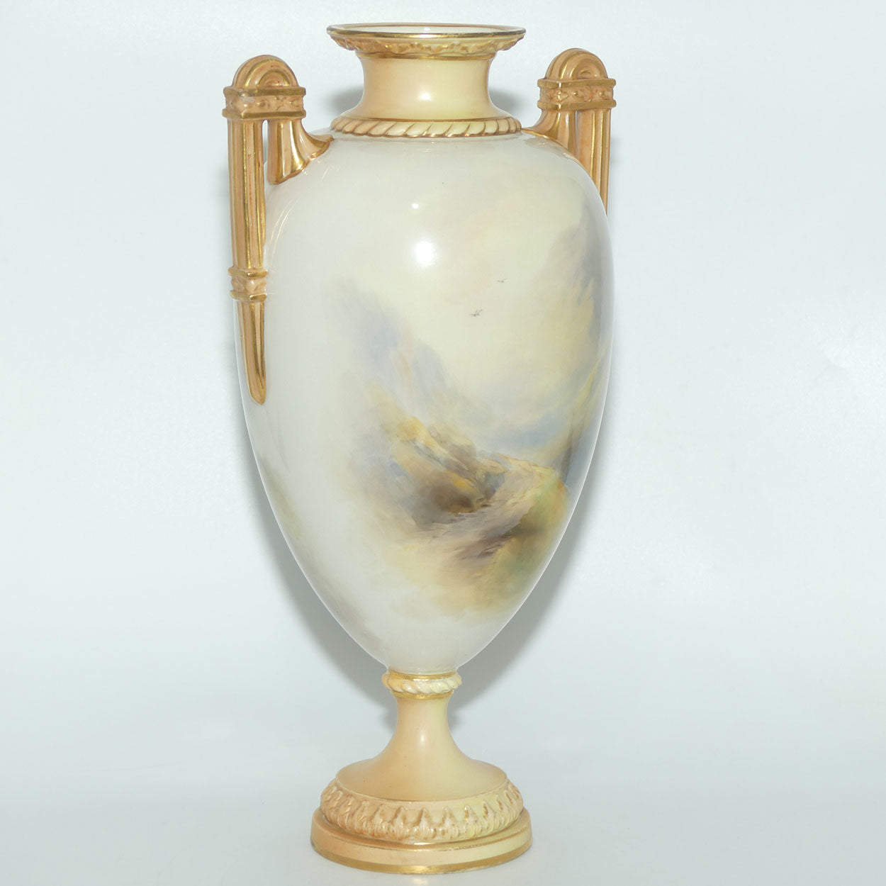 Royal Worcester hand painted twin handle Highland Cattle vase | John Stinton | #1 