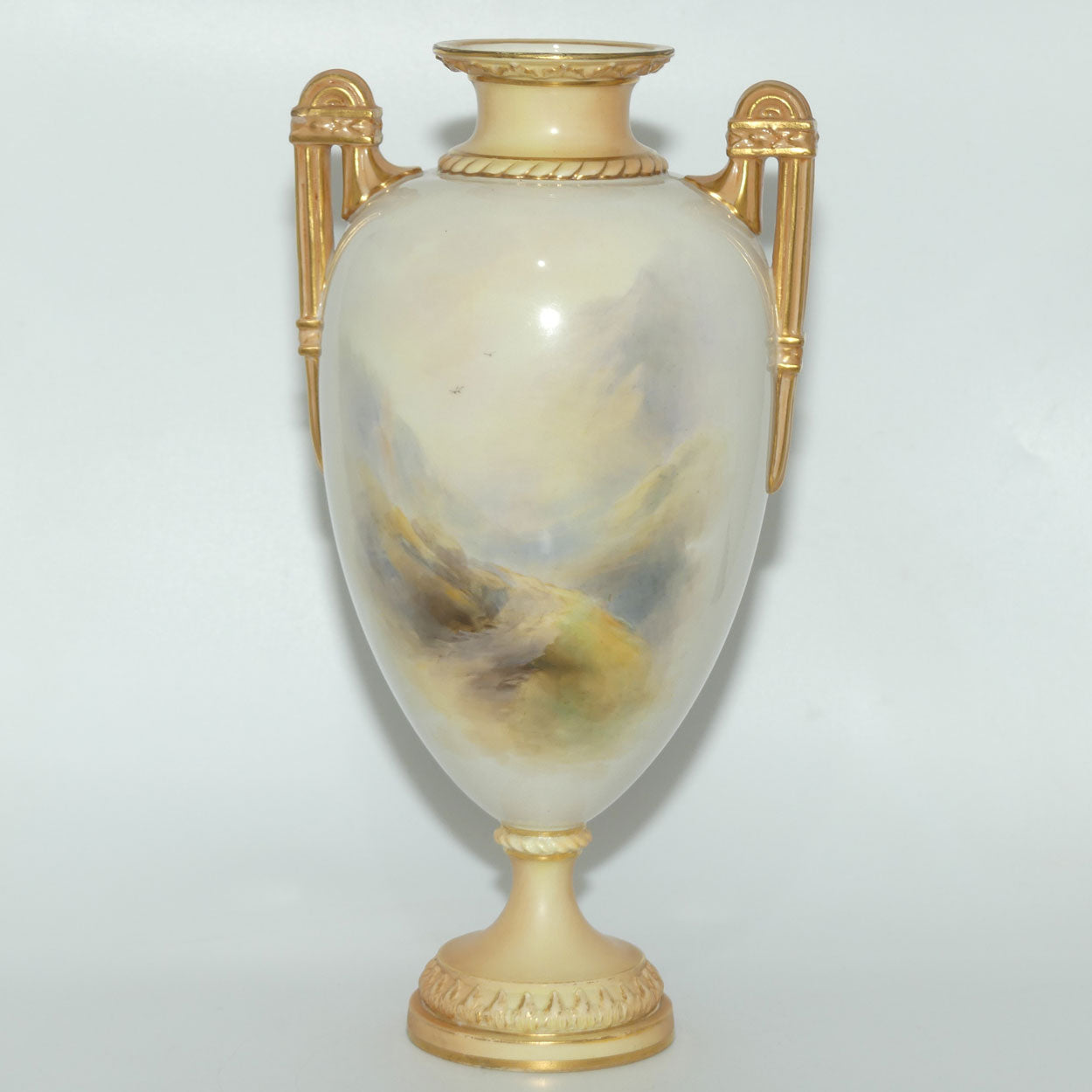 Royal Worcester hand painted twin handle Highland Cattle vase | John Stinton | #1 