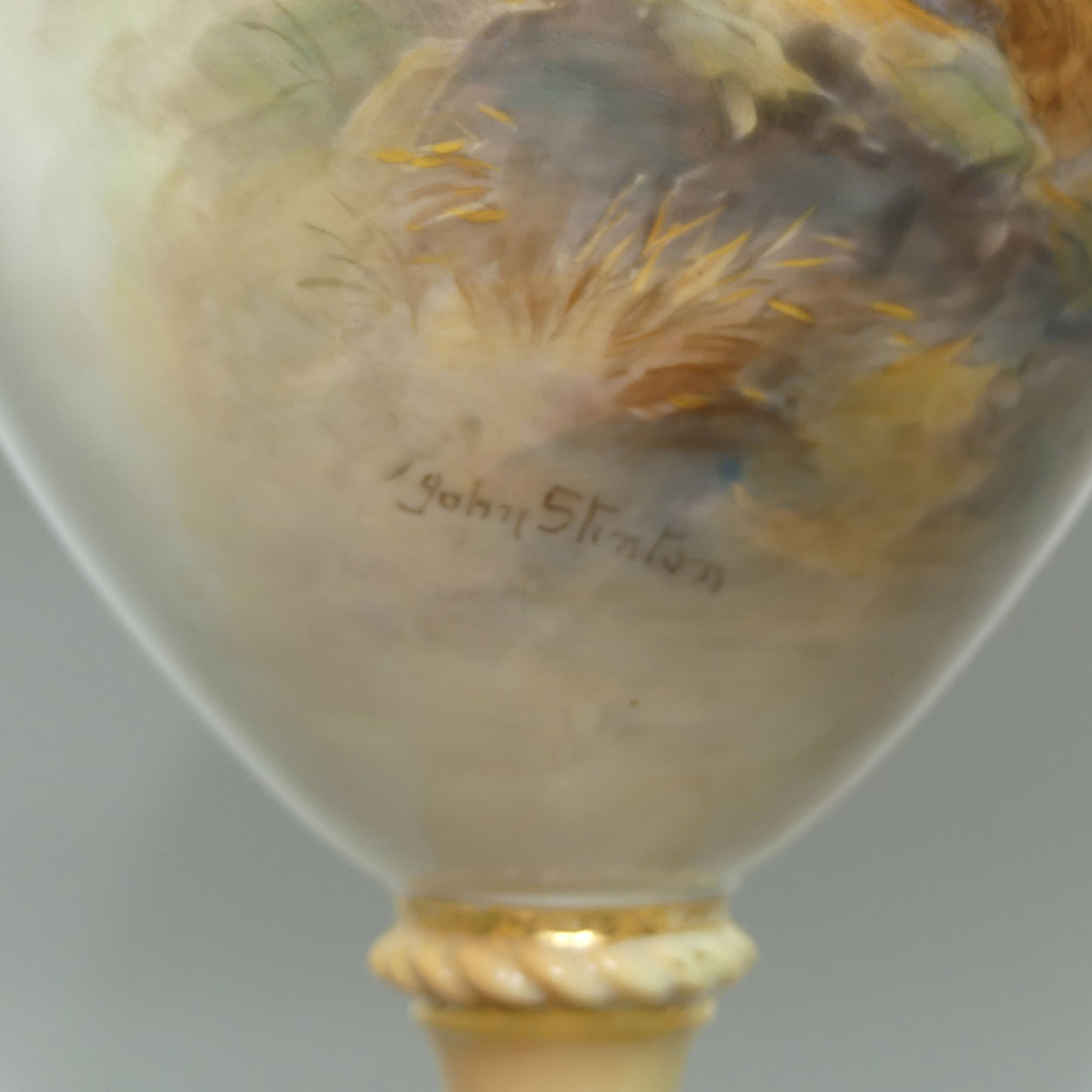 Royal Worcester hand painted twin handle Highland Cattle vase | John Stinton | #1 