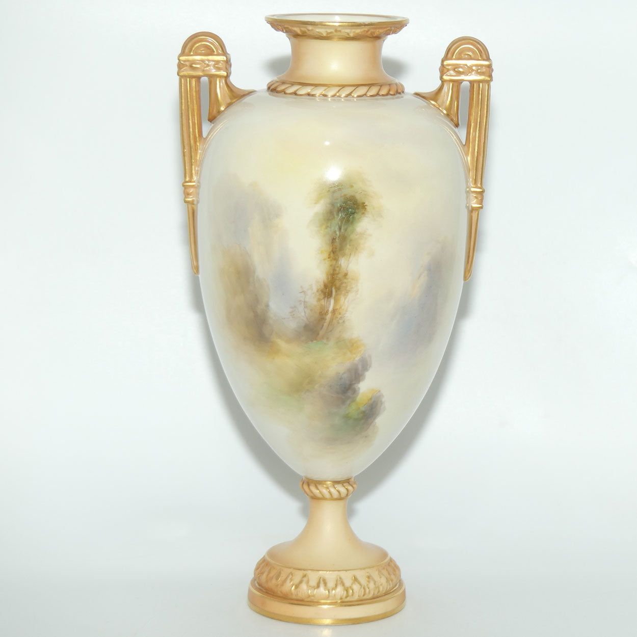 Royal Worcester hand painted twin handle Highland Cattle vase | John Stinton | #2