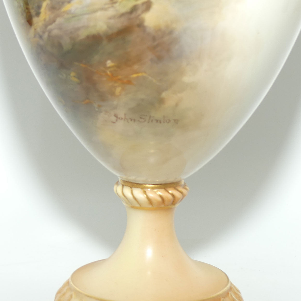 Royal Worcester hand painted twin handle Highland Cattle vase | John Stinton | #2