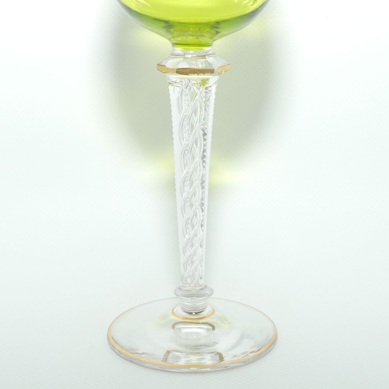 Saint Louis Massenet Gold Green Hock Wine glass with Air Twist stem