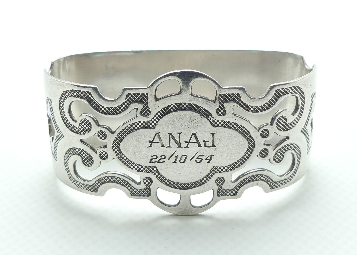 Australian Sterling Silver STOKES oval fancy napkin ring | 32.4g