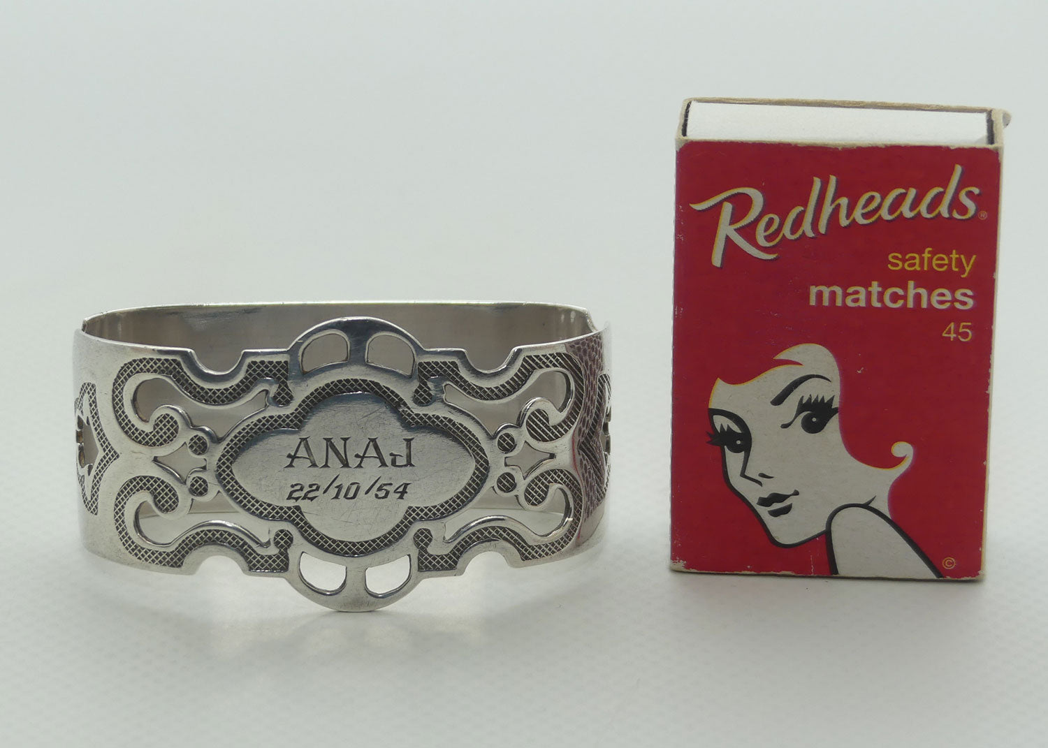 Australian Sterling Silver STOKES oval fancy napkin ring | 32.4g