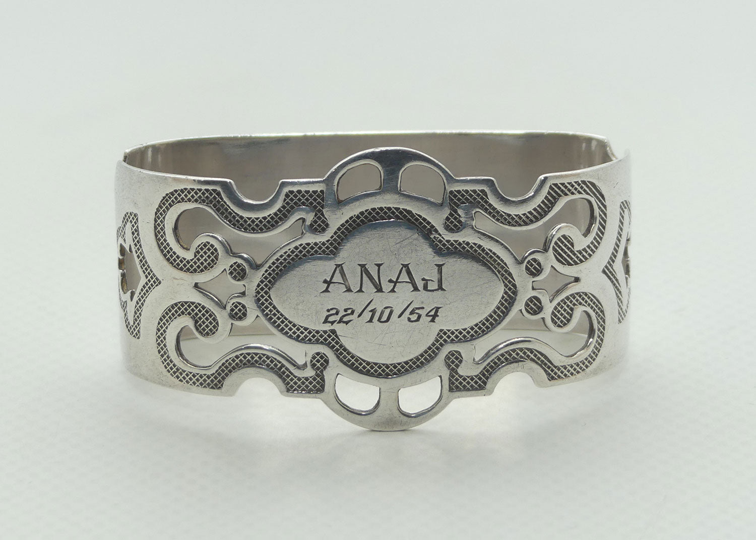 Australian Sterling Silver STOKES oval fancy napkin ring | 32.4g
