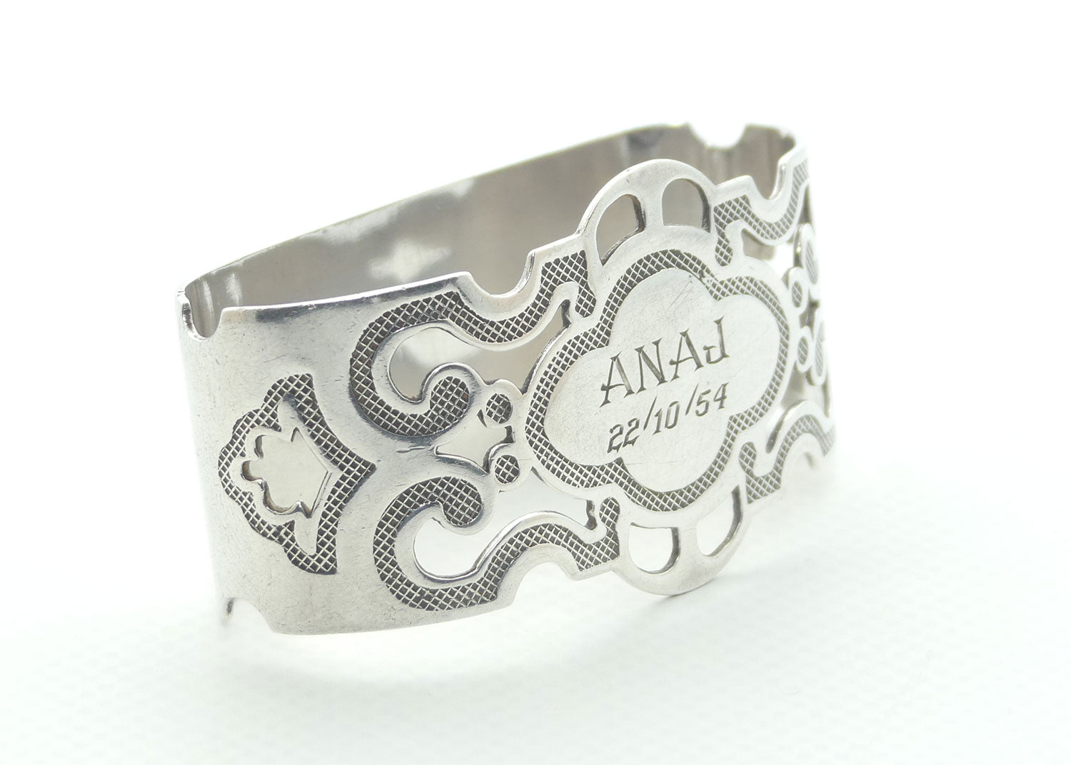 Australian Sterling Silver STOKES oval fancy napkin ring | 32.4g