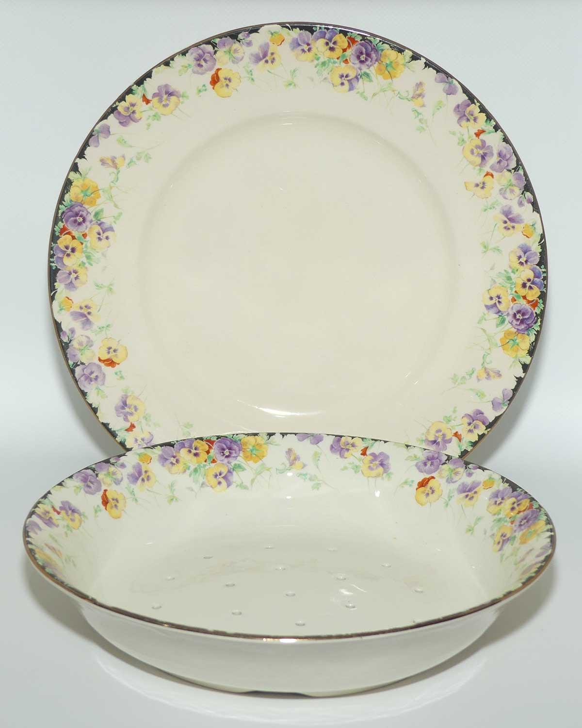 Royal Doulton Wild Pansy lettuce strainer and underplate | Large | D5806