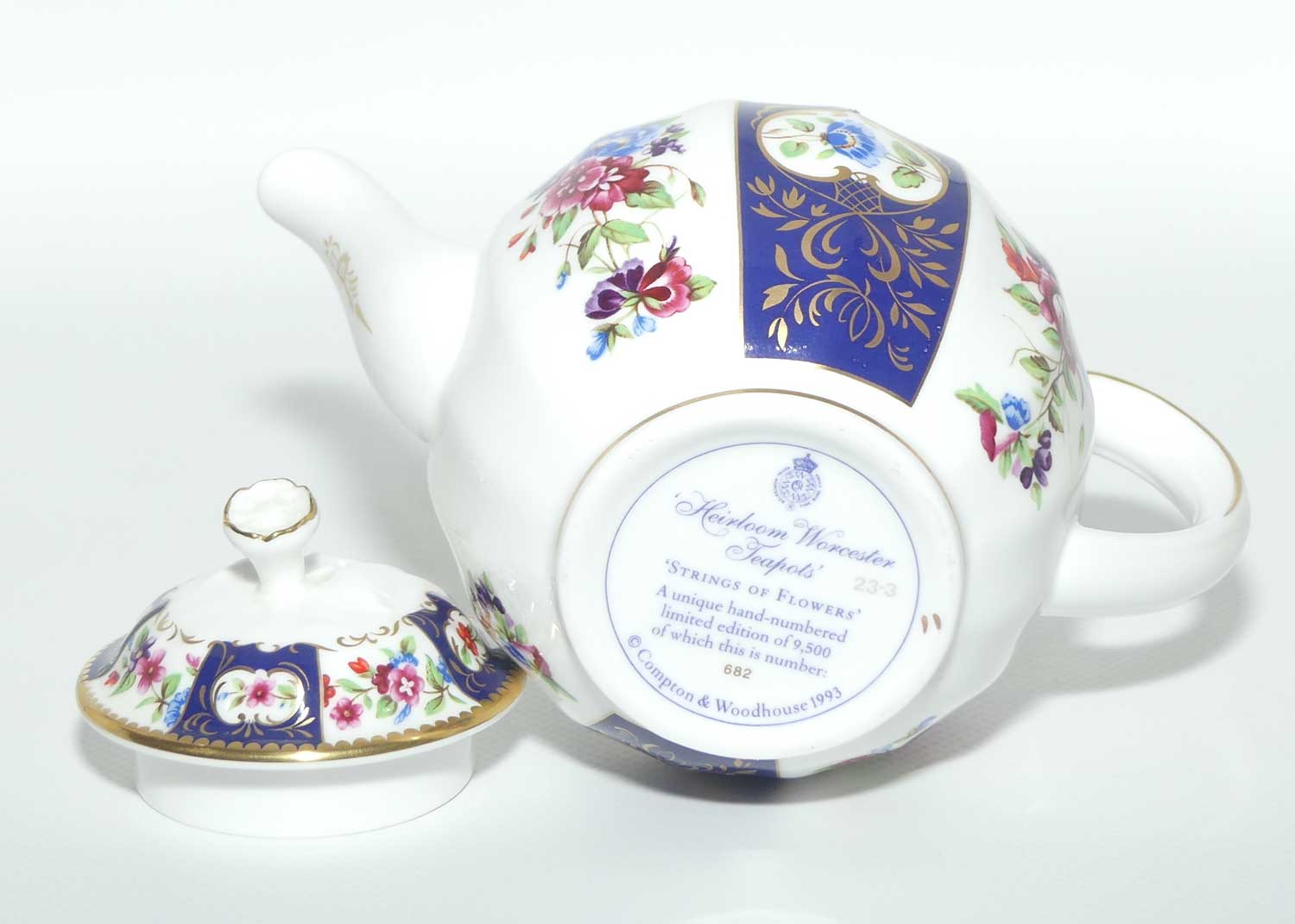 Royal Worcester Strings of Flowers Heirloom tea pot | Compton and Woodhouse