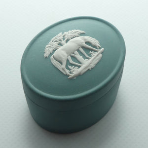 Wedgwood Jasper | White on Spruce | Stubbs Horses trinket box 