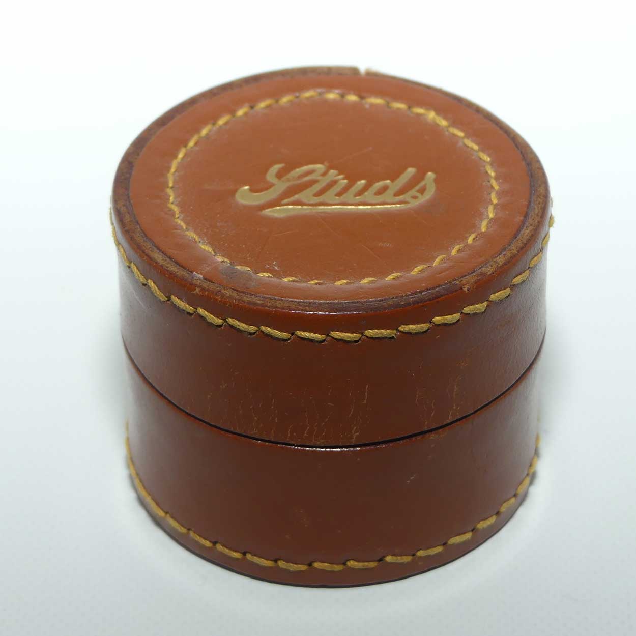 Vintage Leather hinged Stud box | Beautifully Stitched