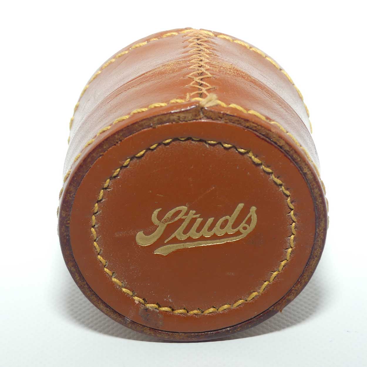Vintage Leather hinged Stud box | Beautifully Stitched