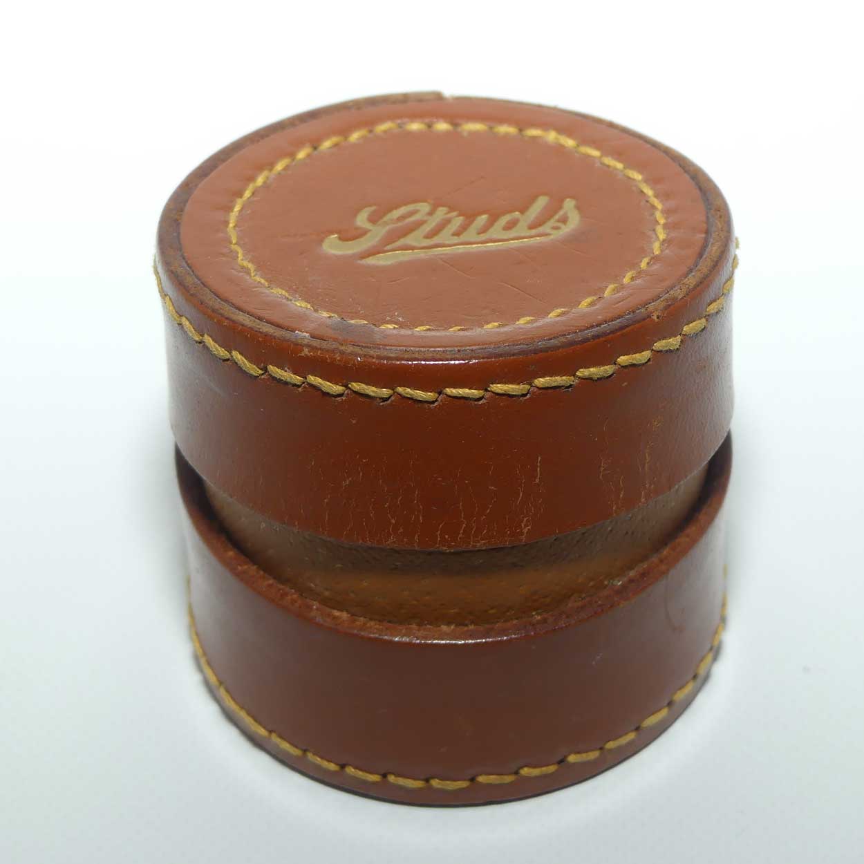 Vintage Leather hinged Stud box | Beautifully Stitched