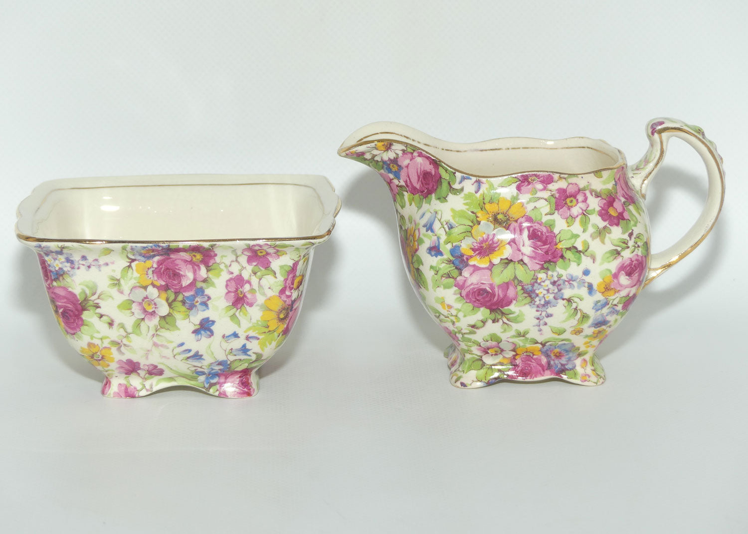 Royal Winton Summertime Chintz milk jug and sugar bowl