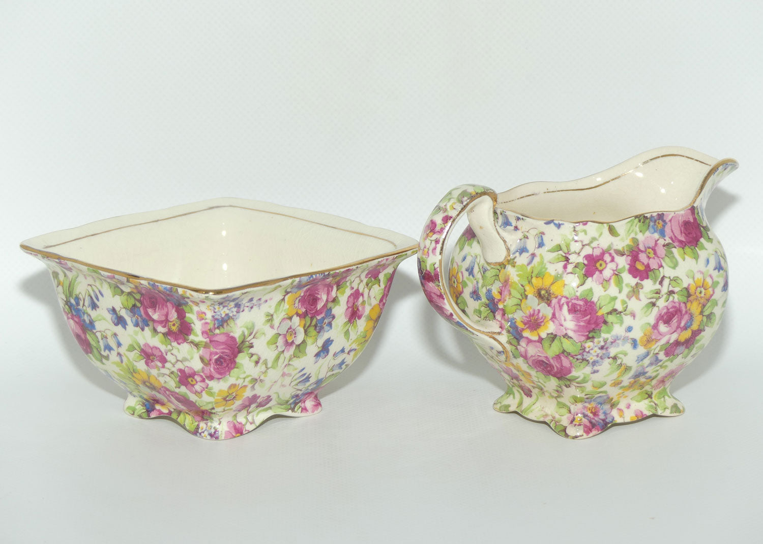 Royal Winton Summertime Chintz milk jug and sugar bowl