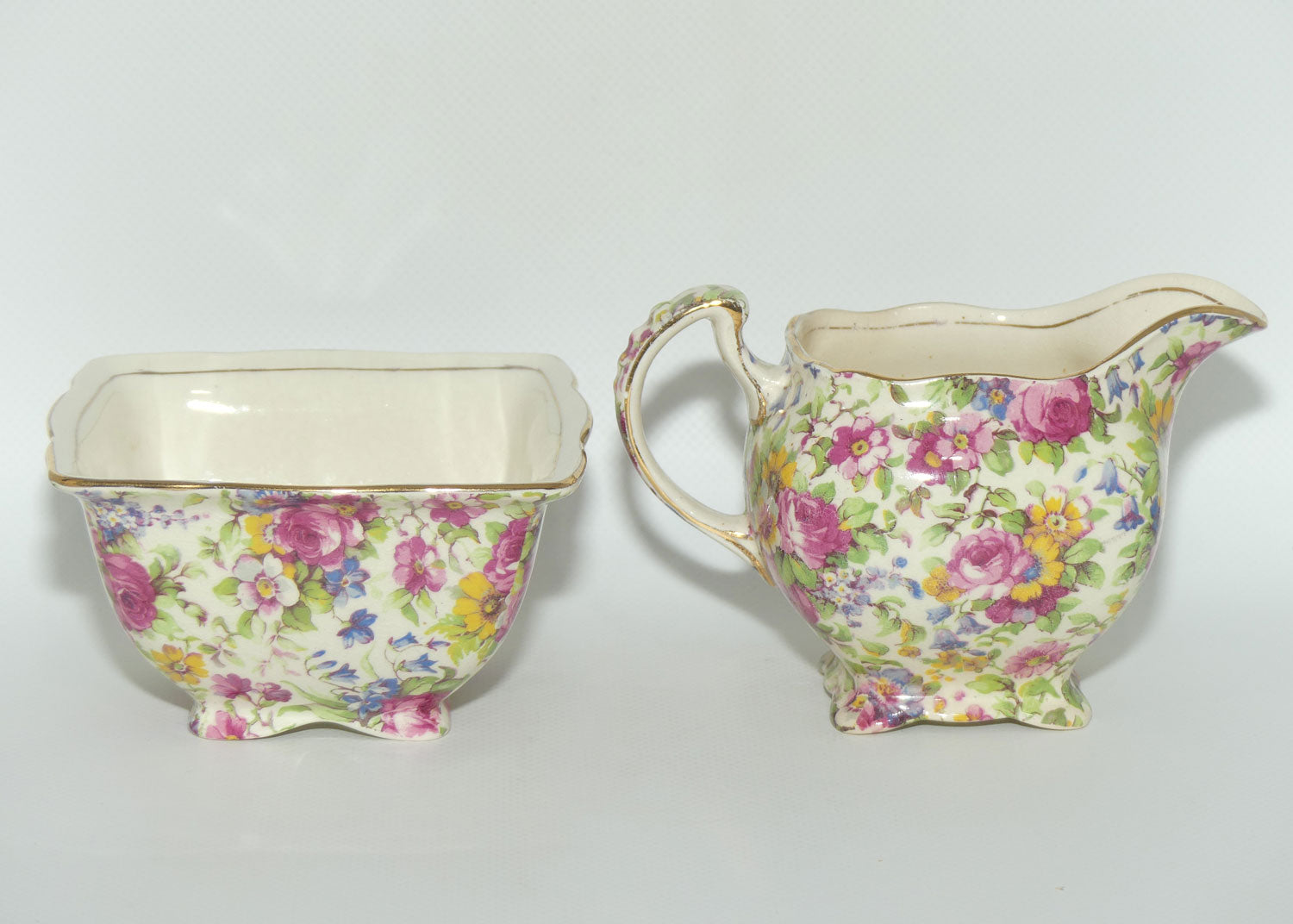 Royal Winton Summertime Chintz milk jug and sugar bowl