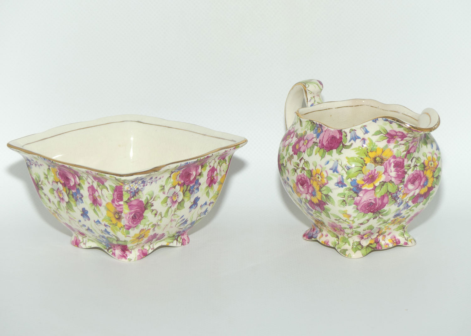 Royal Winton Summertime Chintz milk jug and sugar bowl