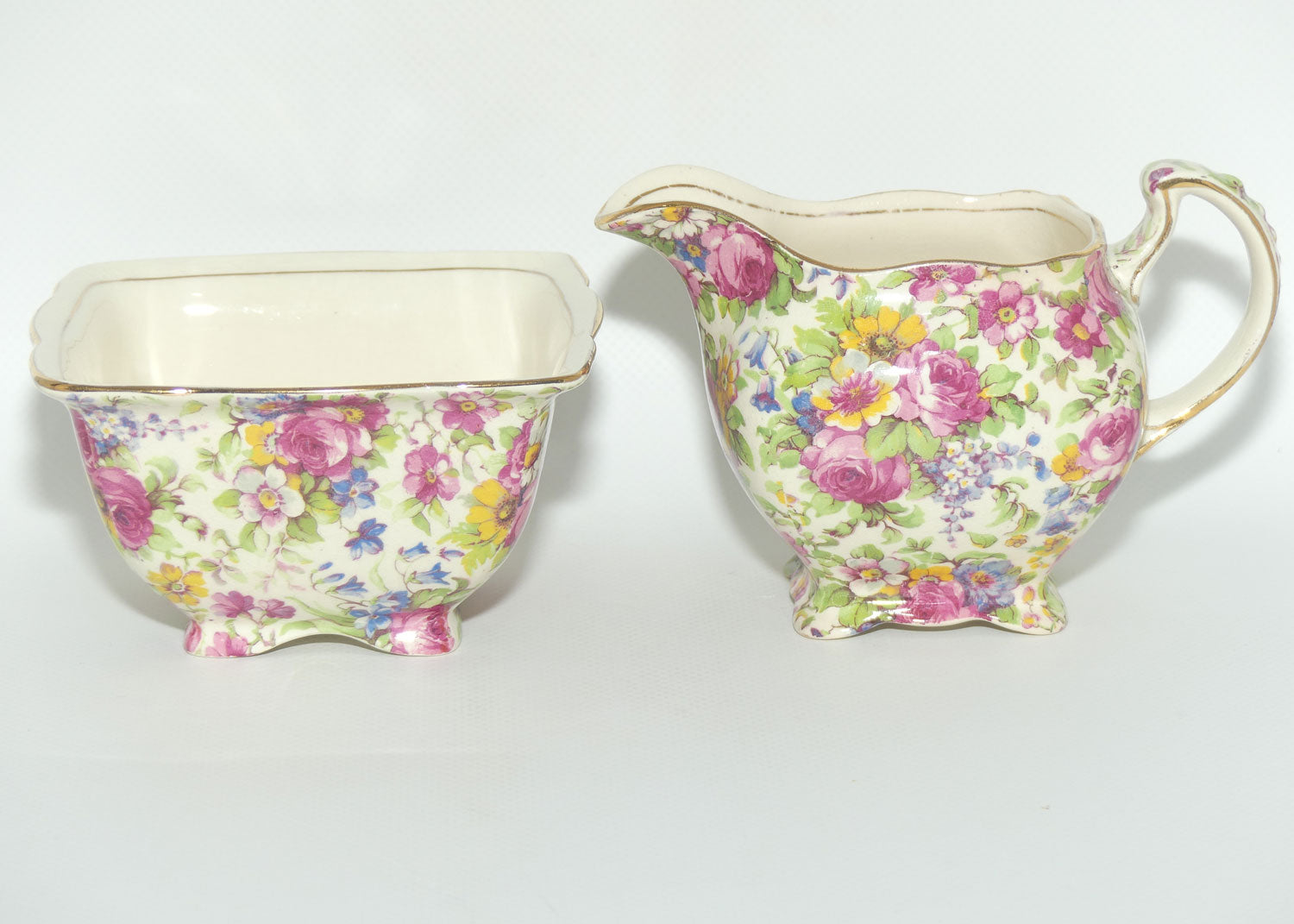Royal Winton Summertime Chintz milk jug and sugar bowl