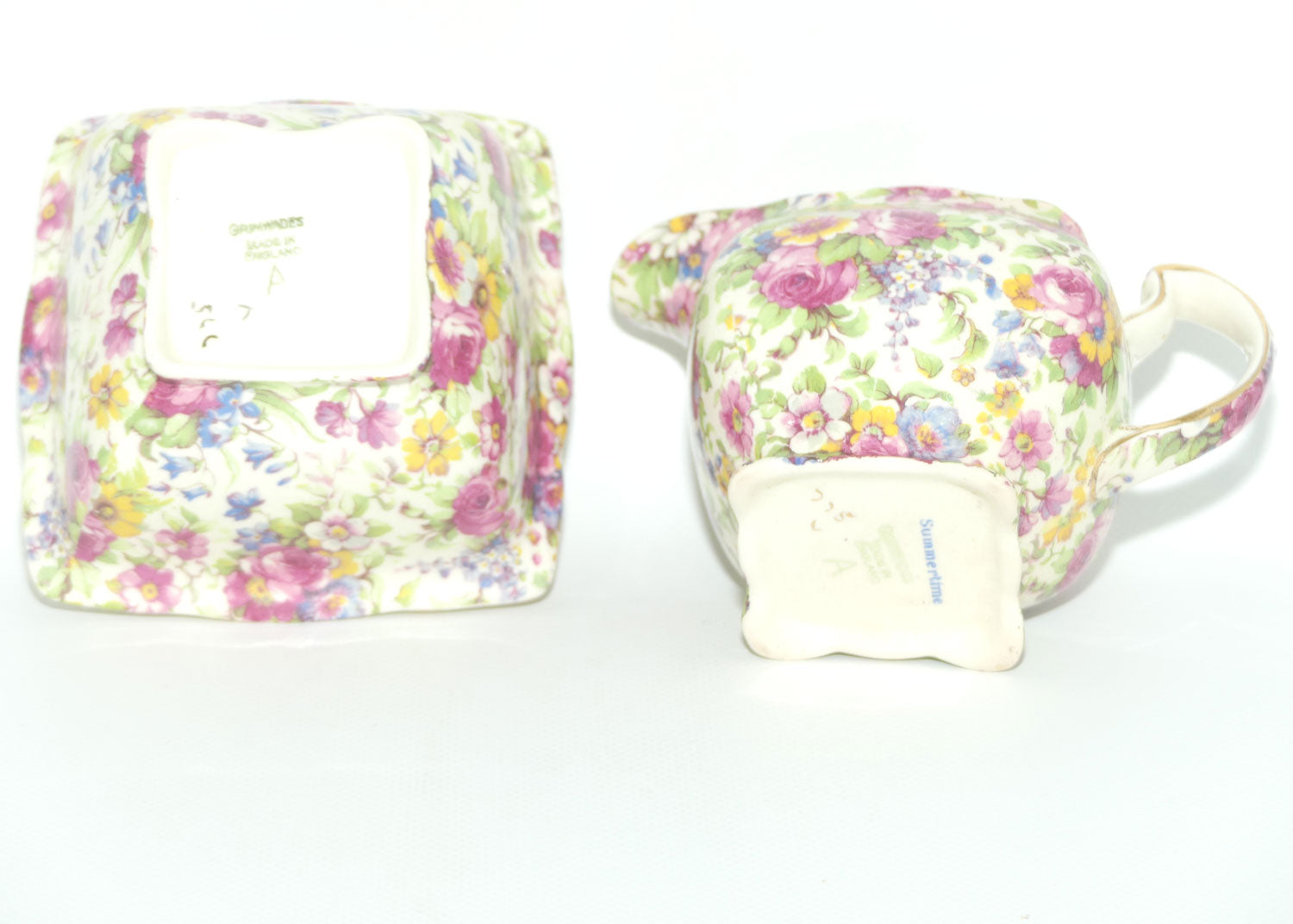Royal Winton Summertime Chintz milk jug and sugar bowl
