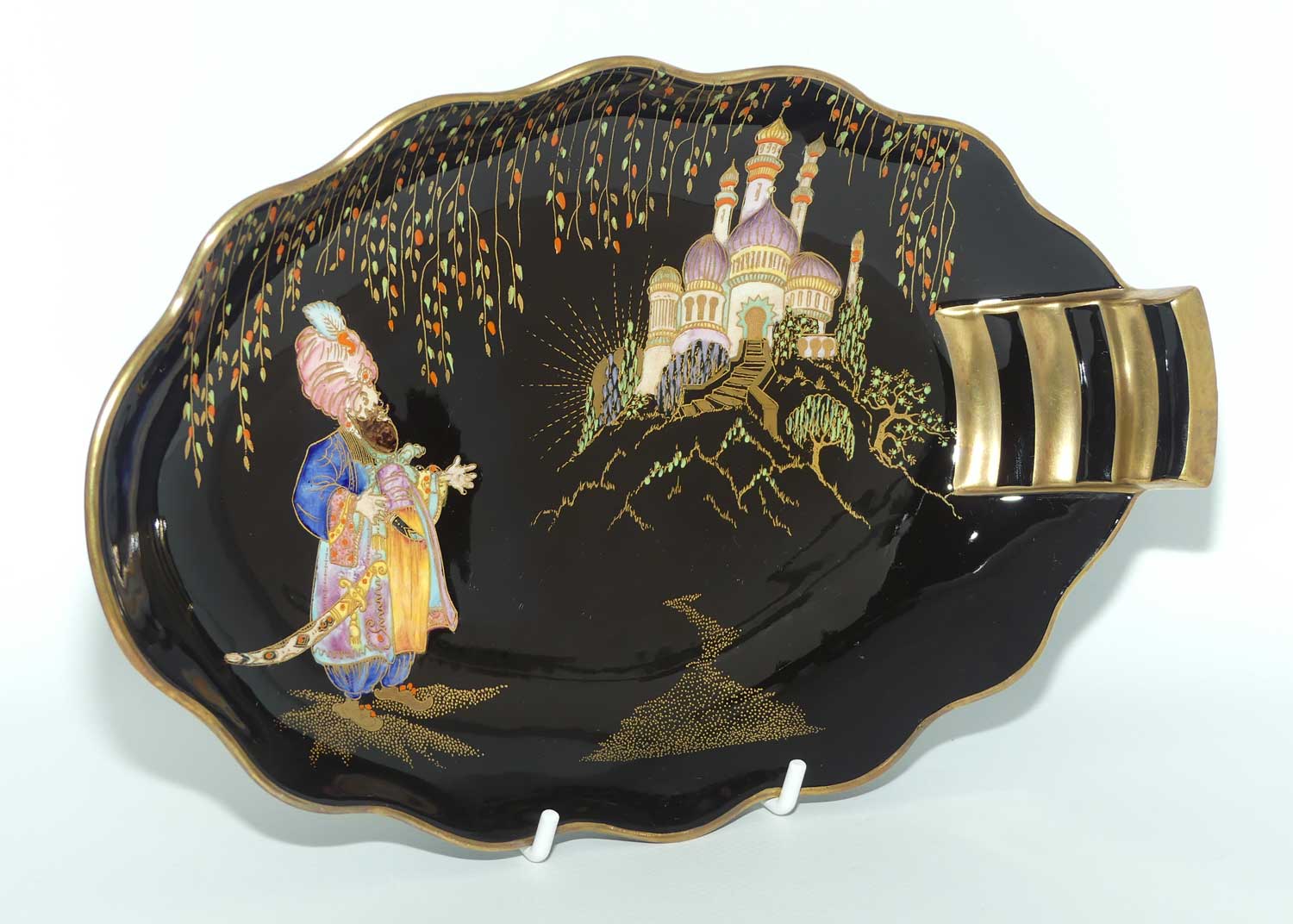 Carlton Ware tray | Black Ground | Sultan and Slave pattern