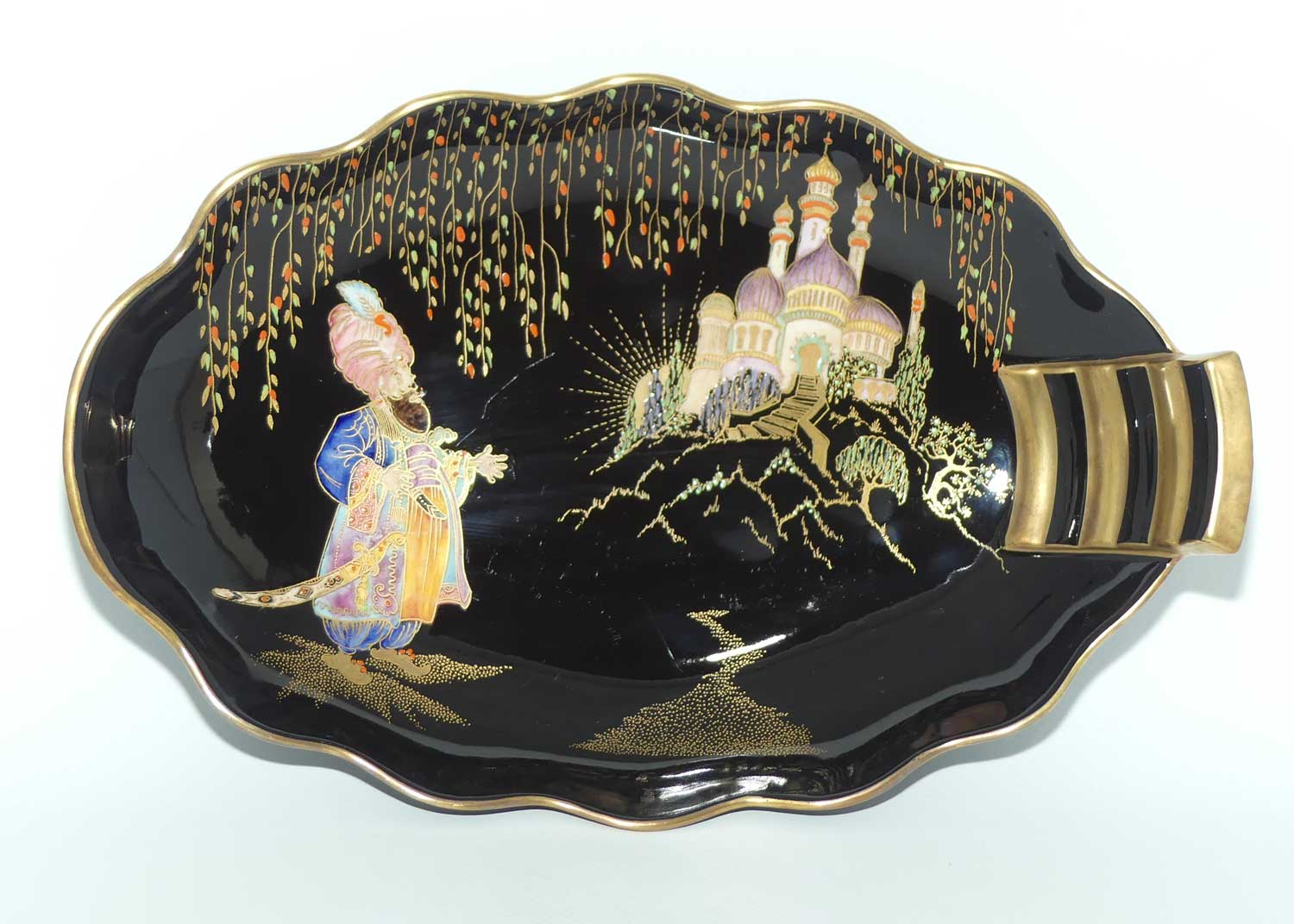 Carlton Ware tray | Black Ground | Sultan and Slave pattern