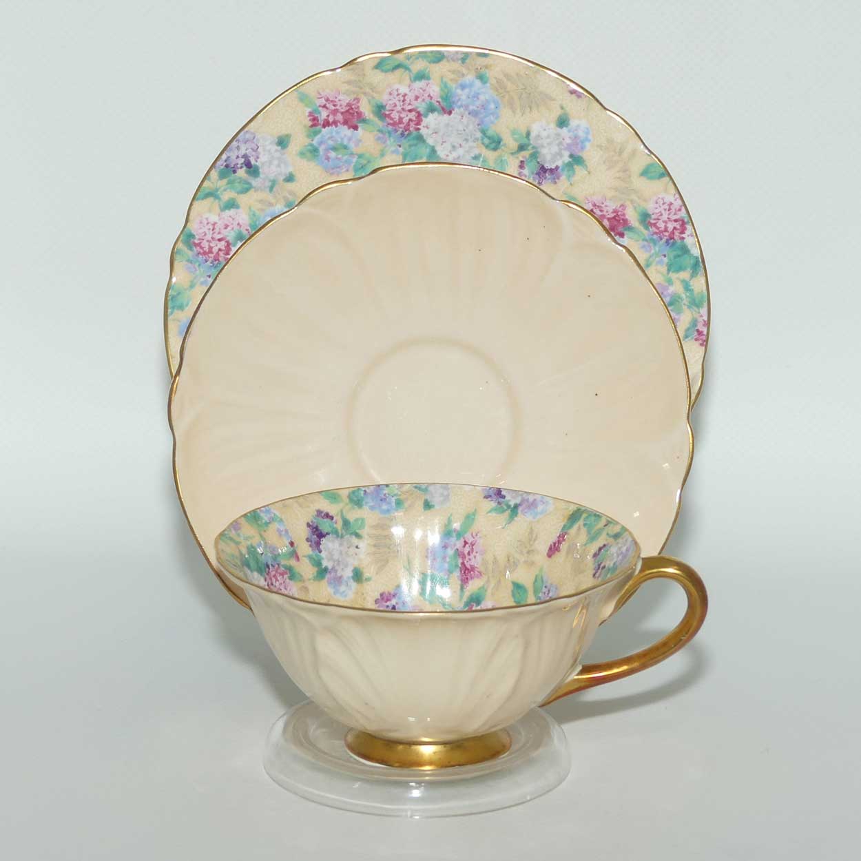 Shelley Oleander shape trio | Summer Glory pattern with Pale Peach exterior