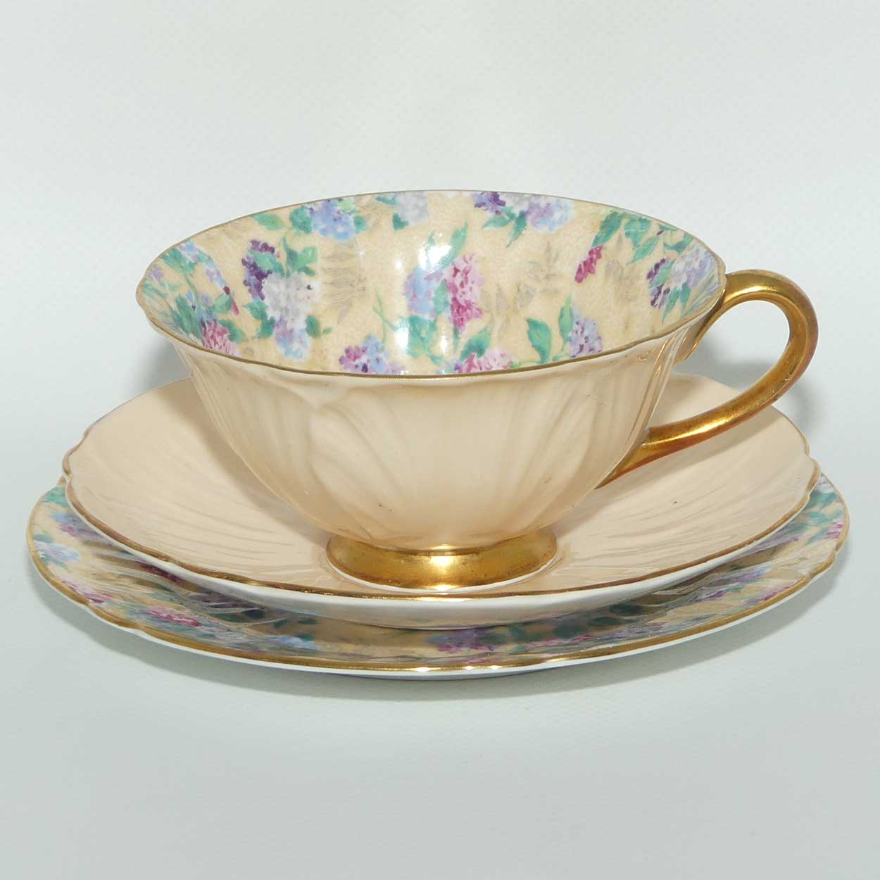Shelley Oleander shape trio | Summer Glory pattern with Pale Peach exterior