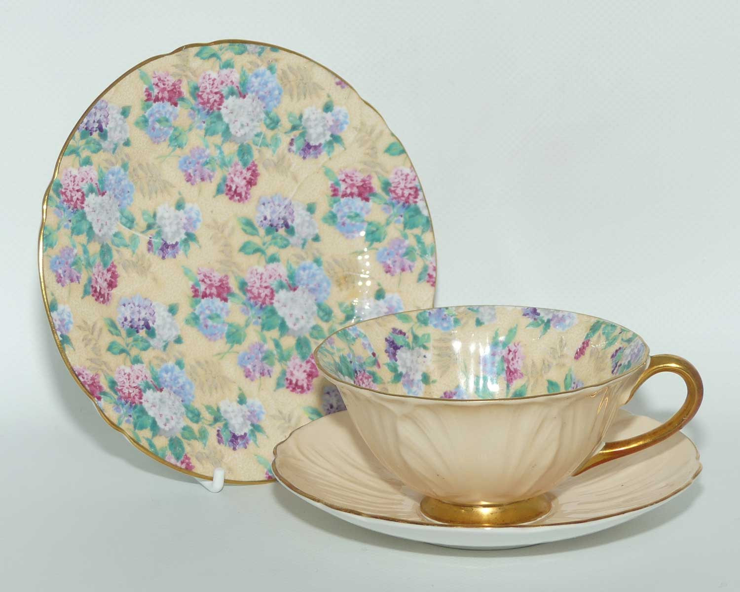 Shelley Oleander shape trio | Summer Glory pattern with Pale Peach exterior