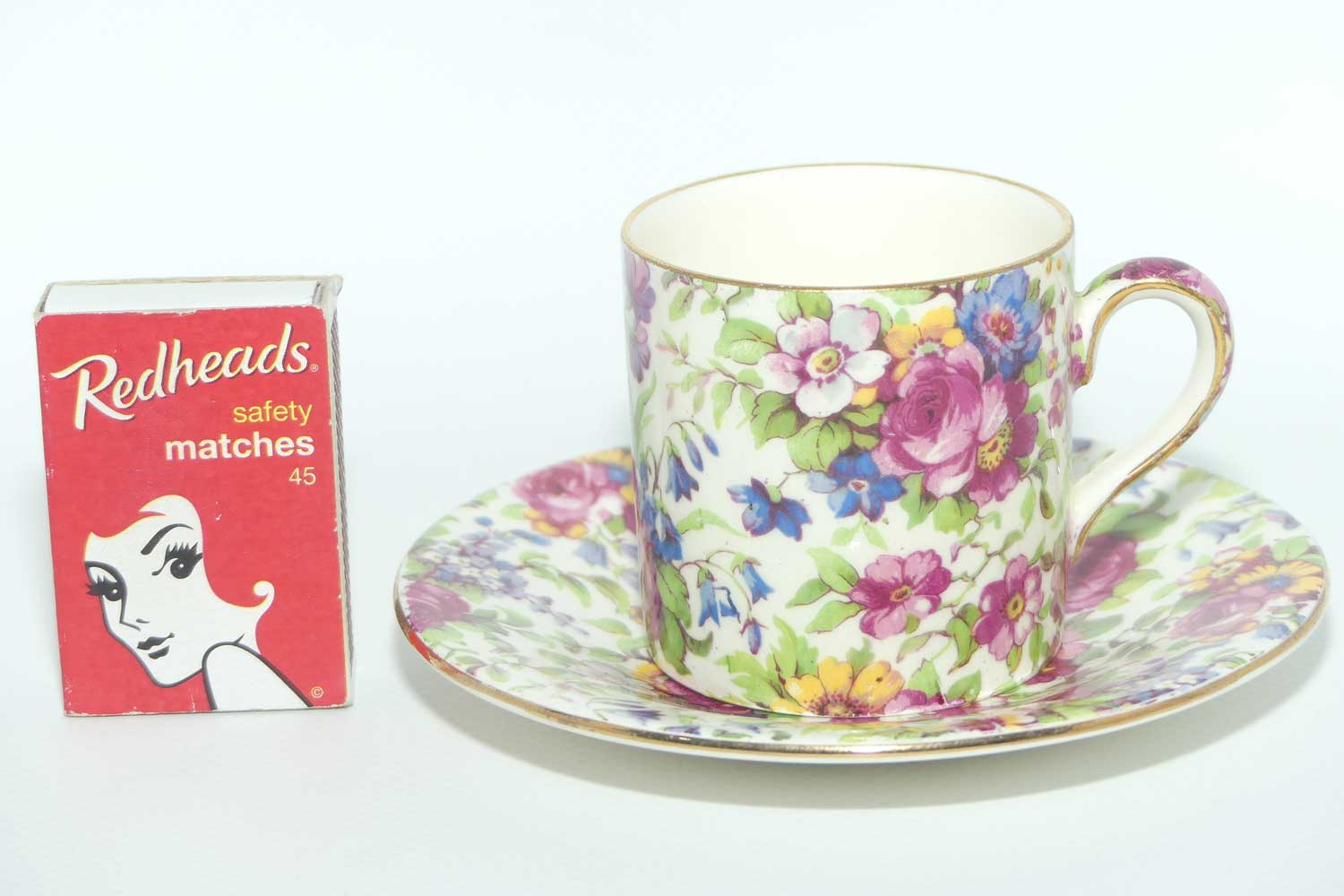 Royal Winton Summertime Chintz demi tasse duo