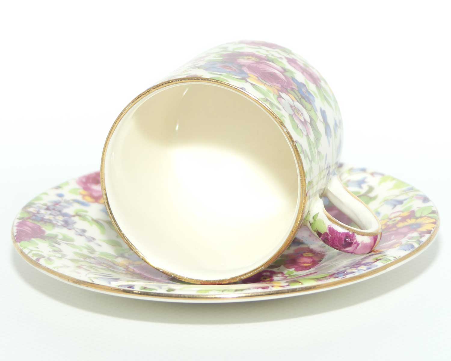 Royal Winton Summertime Chintz demi tasse duo