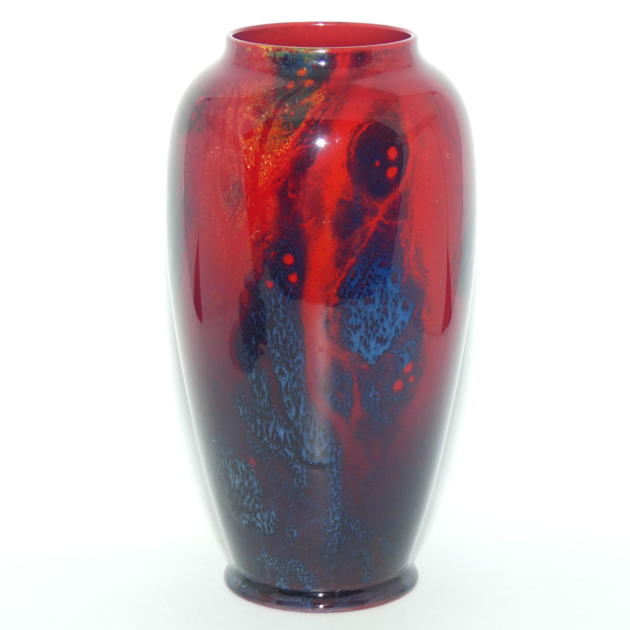 Royal Doulton Flambe Sung vase on wooden stand | signed Noke and Allen