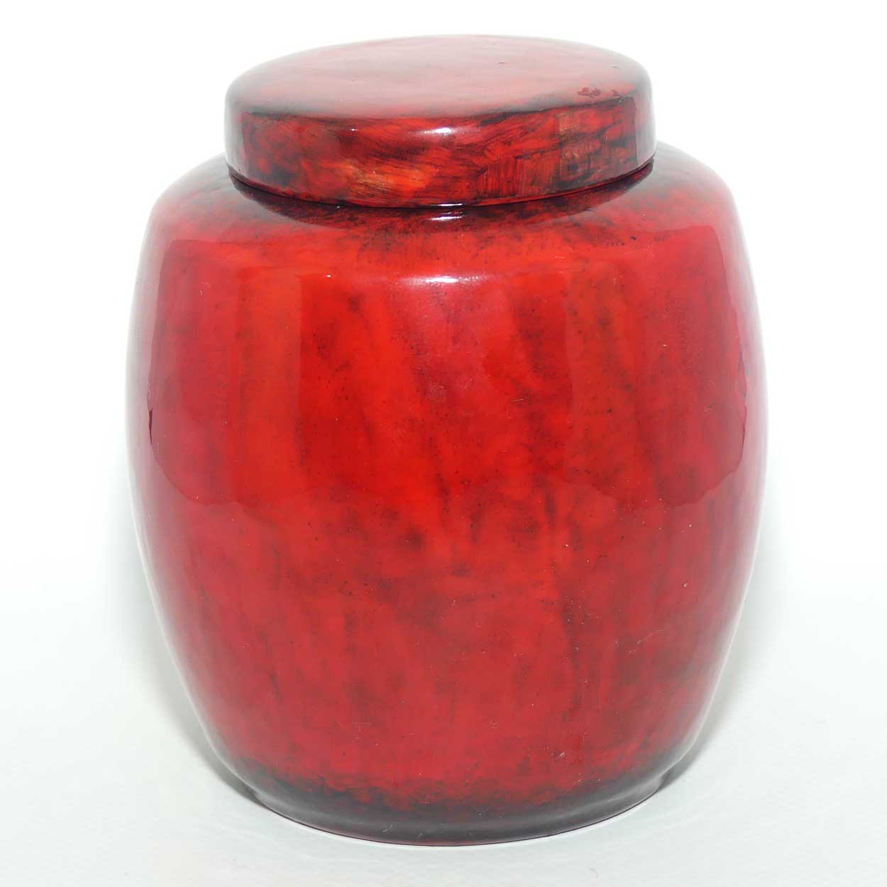 Royal Doulton Flambe Sung lidded ginger jar decorated with butterflies | signed Noke & Moore 