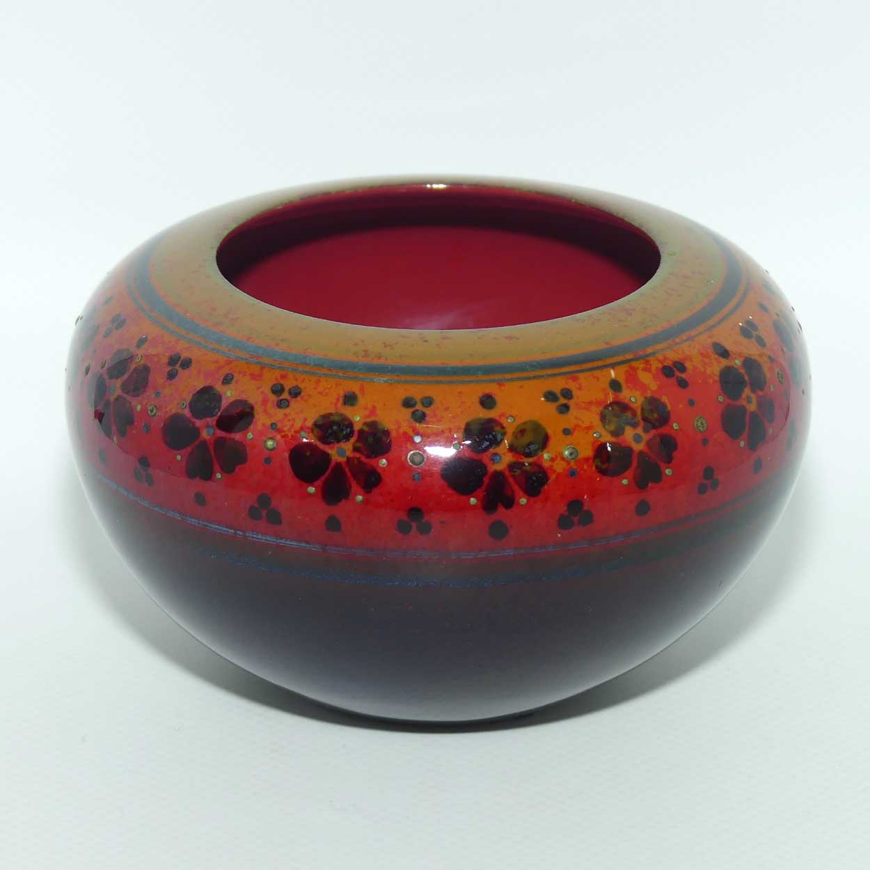 Royal Doulton Flambe Sung Floral Decorated squat vase