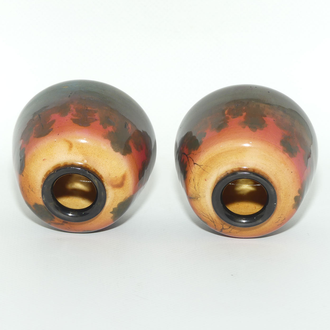 Royal Doulton pair of miniature hand painted Sunset vases