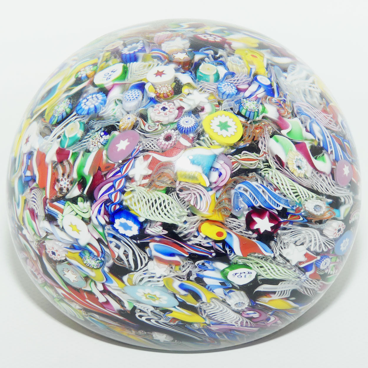 John Deacons Scotland Millefiori Scramble Super Magnum paperweight | Yellow