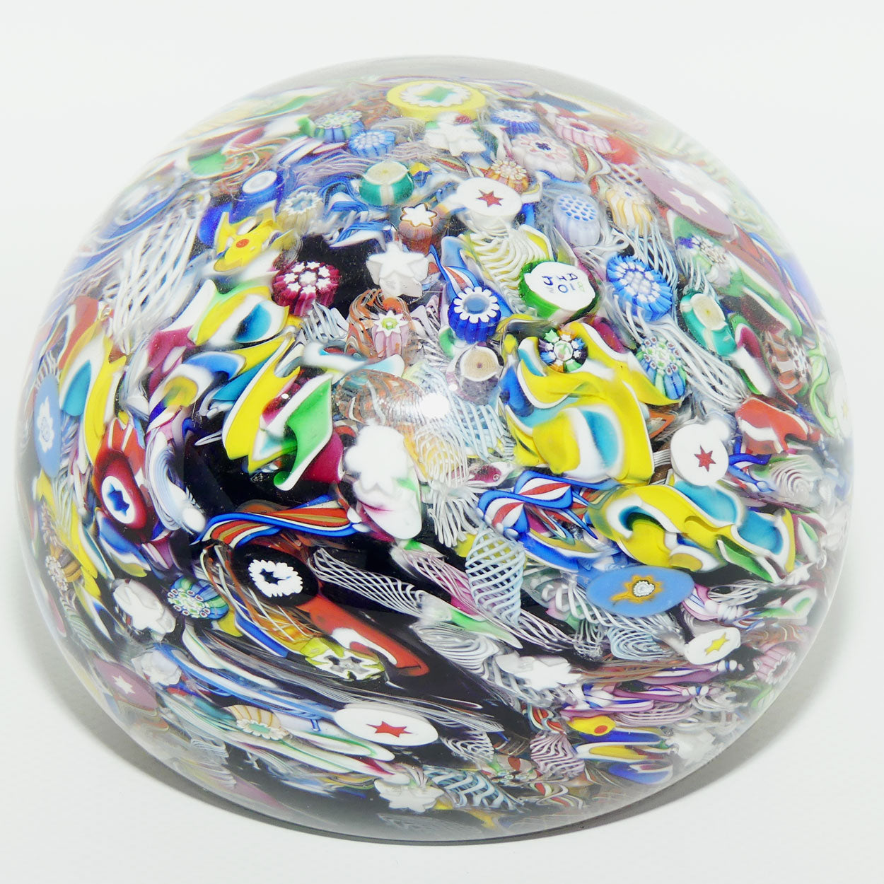 John Deacons Scotland Millefiori Scramble Super Magnum paperweight | Yellow