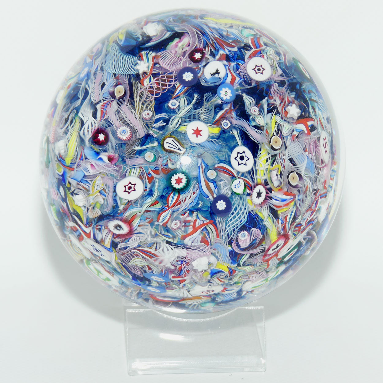 John Deacons Scotland Millefiori Scramble Super Magnum paperweight | Stars