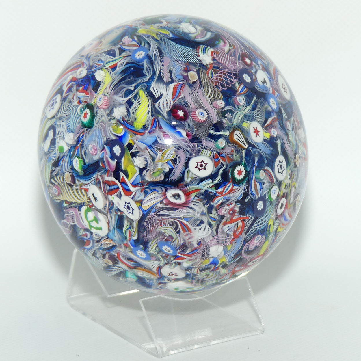 John Deacons Scotland Millefiori Scramble Super Magnum paperweight | Stars