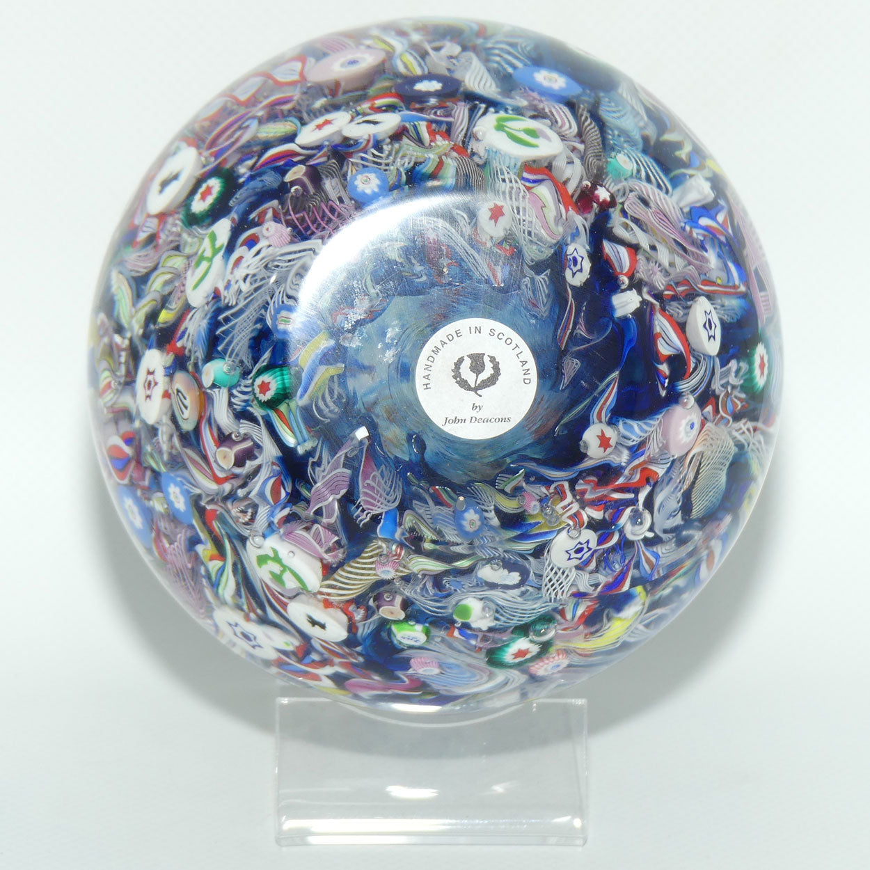 John Deacons Scotland Millefiori Scramble Super Magnum paperweight | Stars