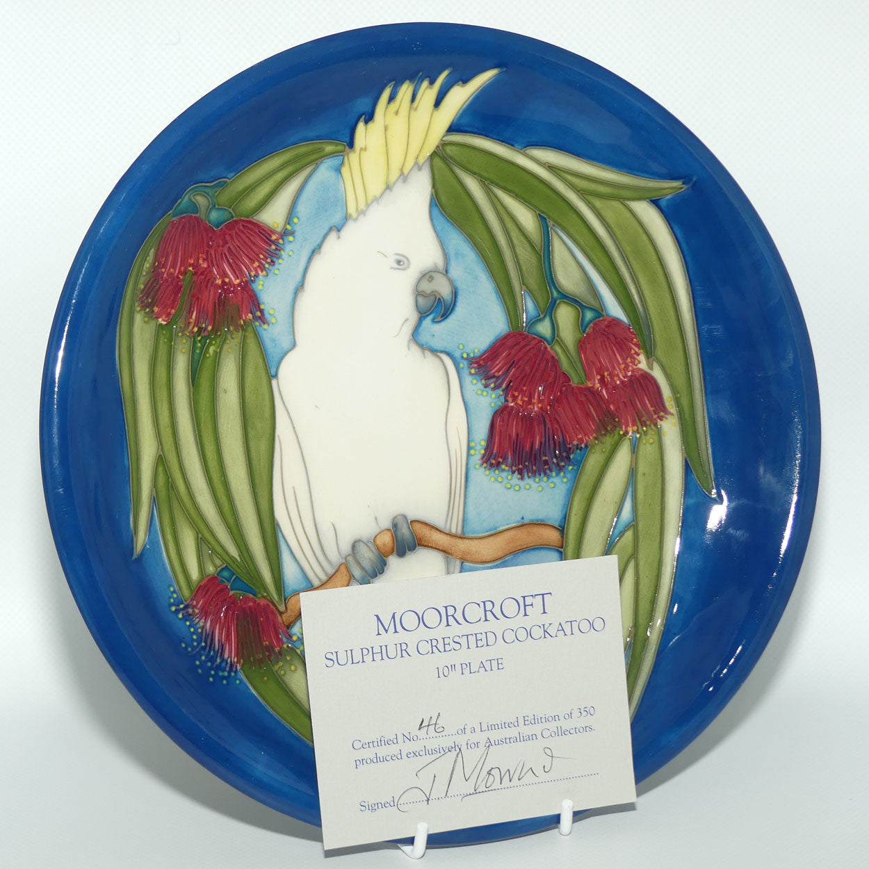 Moorcroft Sulphur Crested Cockatoo 783/10 plate | LE 46/350