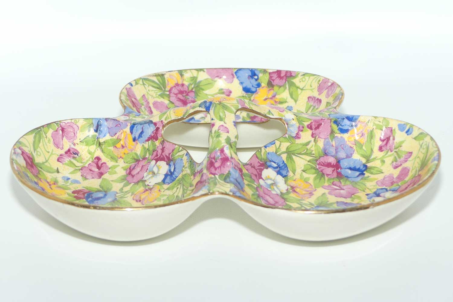 Royal Winton Chintz Sweet Pea triple compartment savoury dish